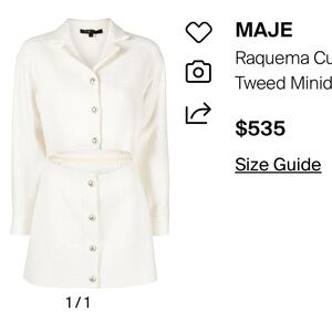 NWT - MAJE - RAQUEMA CUT-OUT DETAIL TWEED MINIDRESS IN BLANC